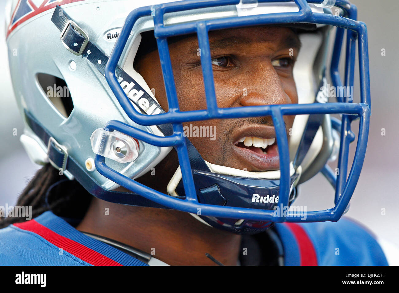 29. Juli 2010 - Montreal, Quebec, Kanada - 29. Juli 2010: Montreal Alouettes Ecke Rücken Mark Estelle (#31) im Warm-up vor dem CFL-Spiel zwischen den Toronto Argonauten und die Montreal Alouettes gespielt Percival Molson Stadium in Montreal, Kanada... Obligatorische Credit: Philippe Champoux/Southcreek Global (Kredit-Bild: © Phillippe Champoux/Southcreek Global/ZUMApress.com) Stockfoto