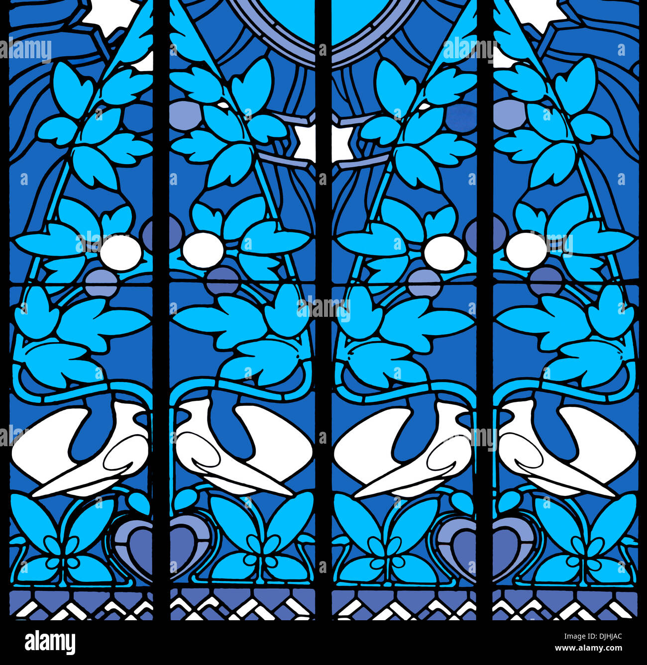Prag, Tschechische Republik. Art Nouveau Glasfenster im Obecni Dum / kommunale Haus. Digitale Illustration von Foto Stockfoto
