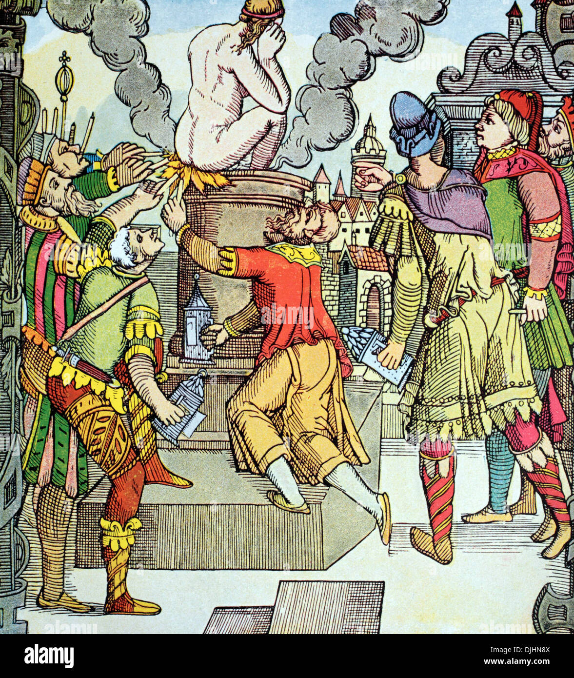 Virgil es Rache, Holzschnitt aus dem 16. Jahrhundert von Virgil Solis, auch bekannt als Virgil Solis Stockfoto