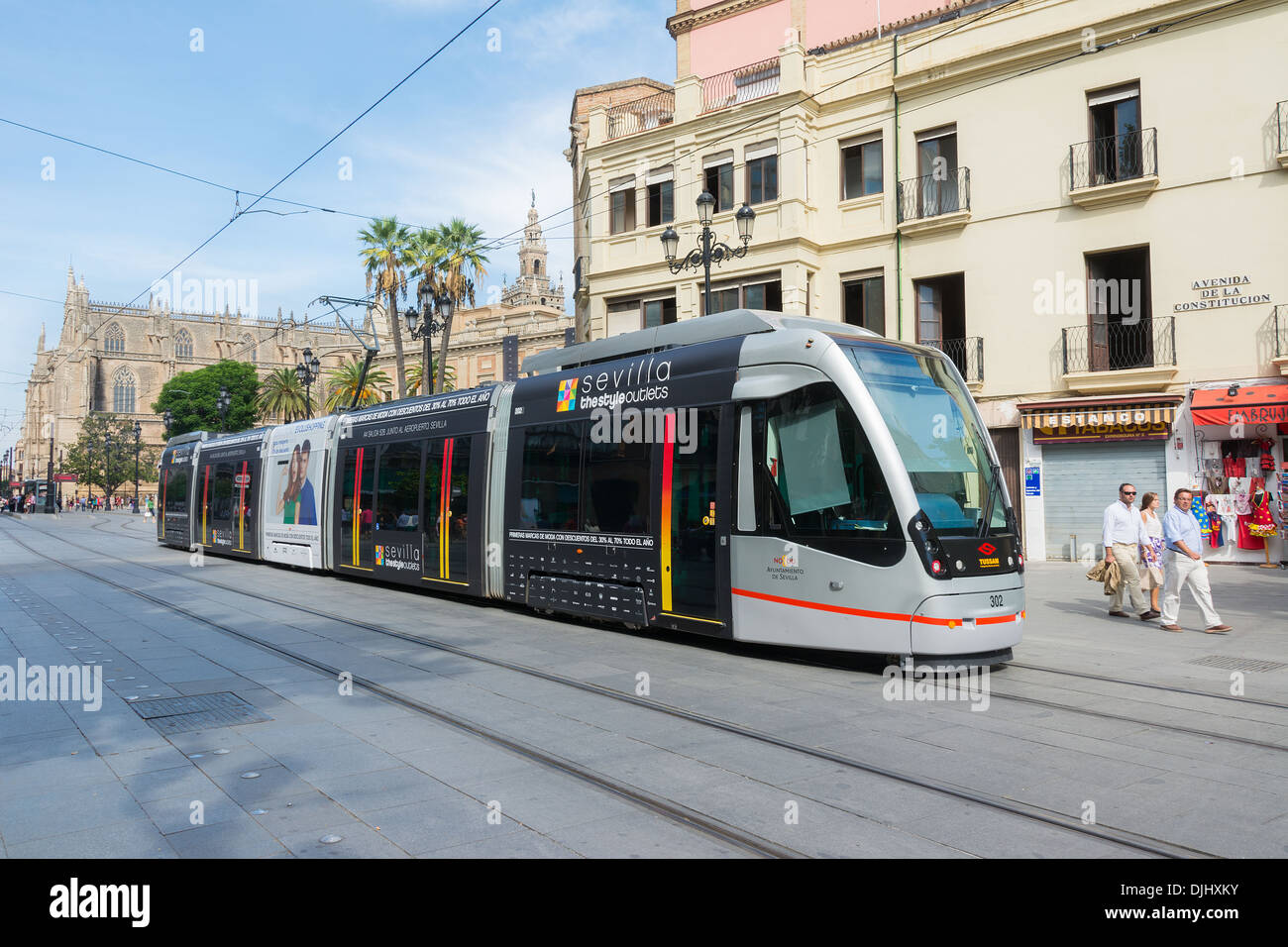 Sevilla Spanien Metro Tram Zug Stockfoto