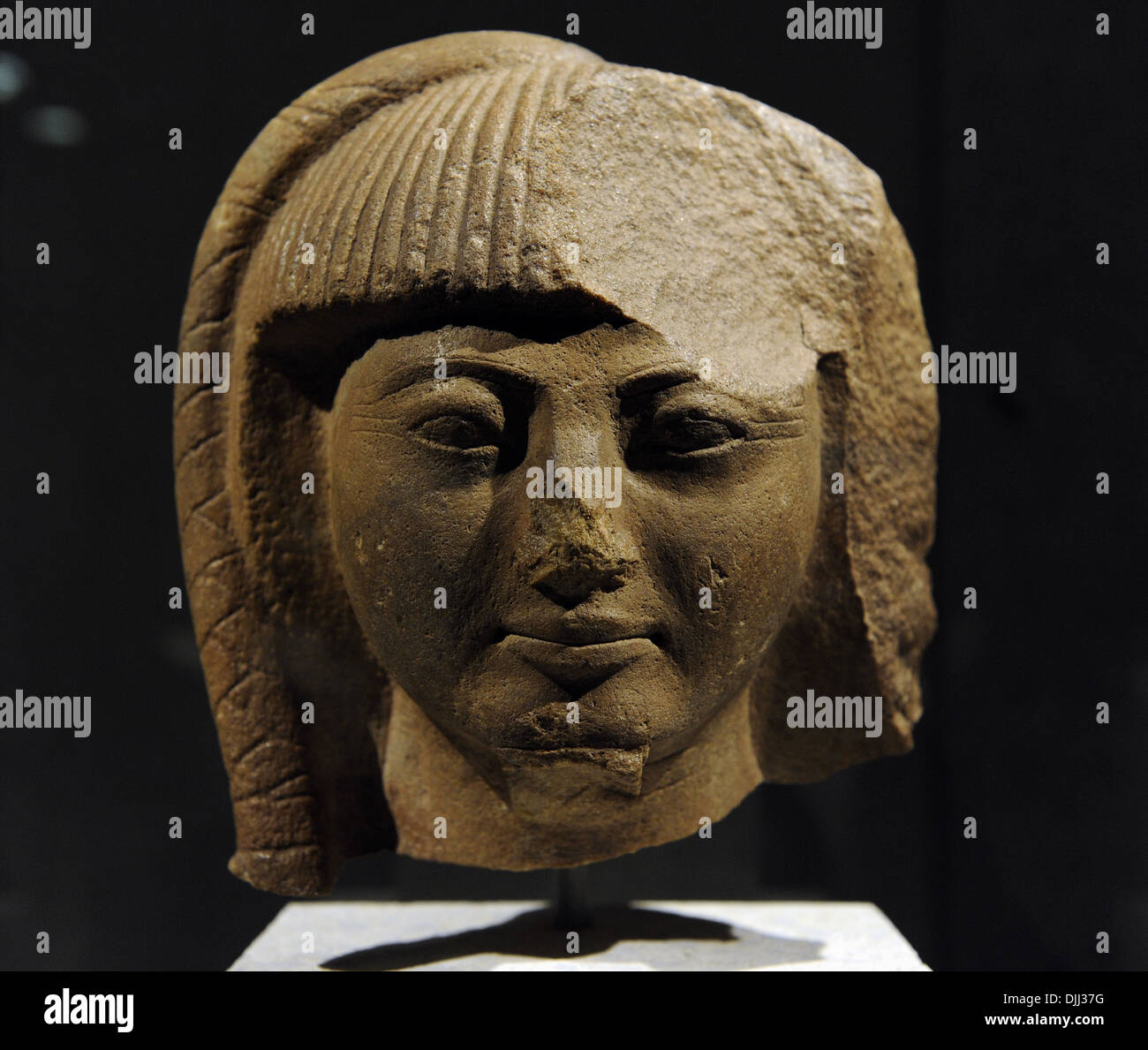 Kopf einer Statue des Prinzen Khaemwaset, Sohn des Königs Ramesses II. Quarzit. Neuen Reiches. 19. Dynastie. 1260 BC. Stockfoto