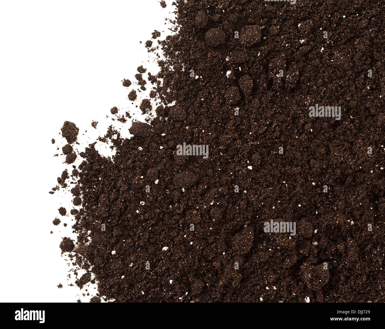 Boden oder Schmutz Ernte isoliert auf weißem Hintergrund Stockfoto