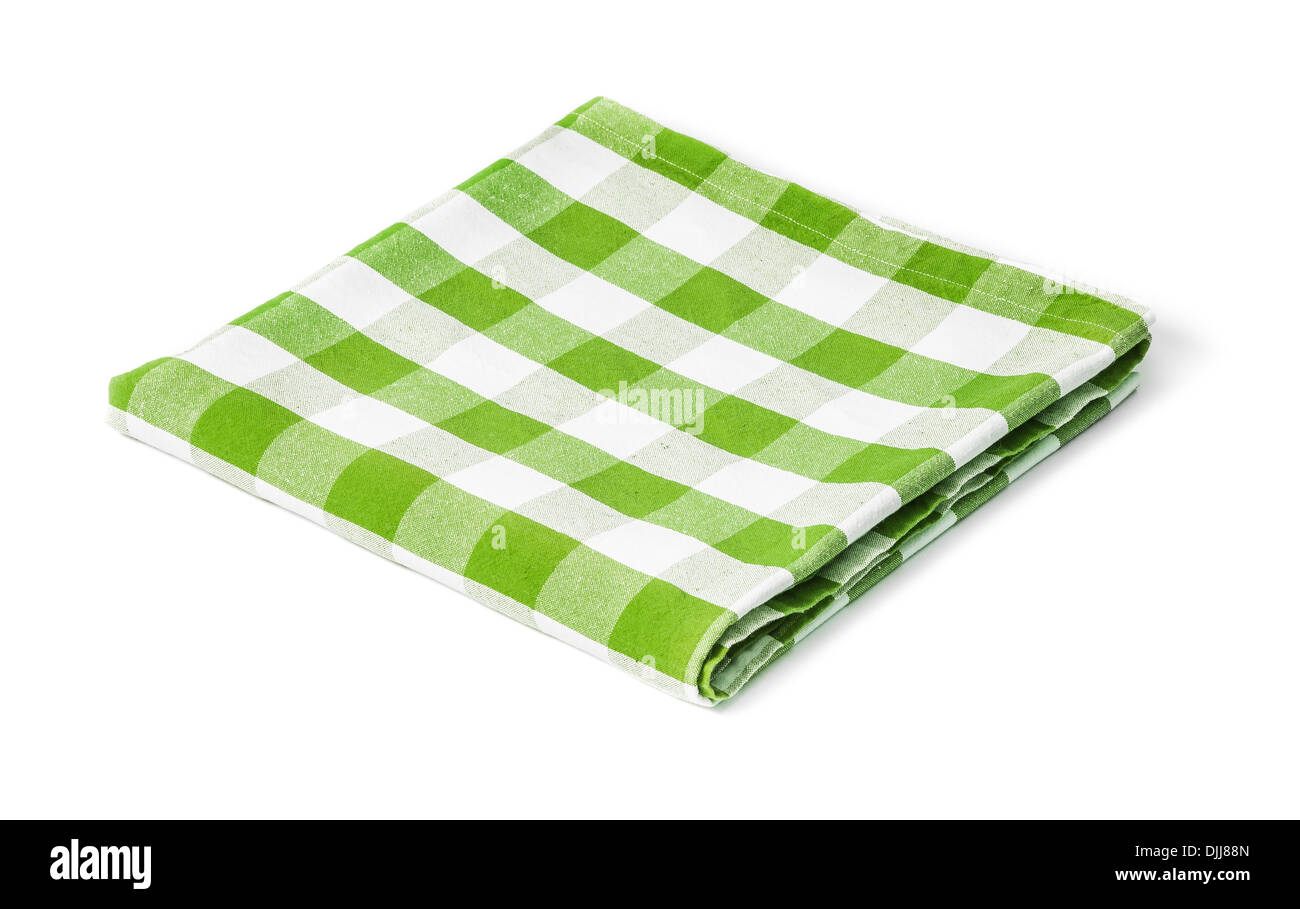 grüne Picknick Tischdecke isoliert Stockfoto