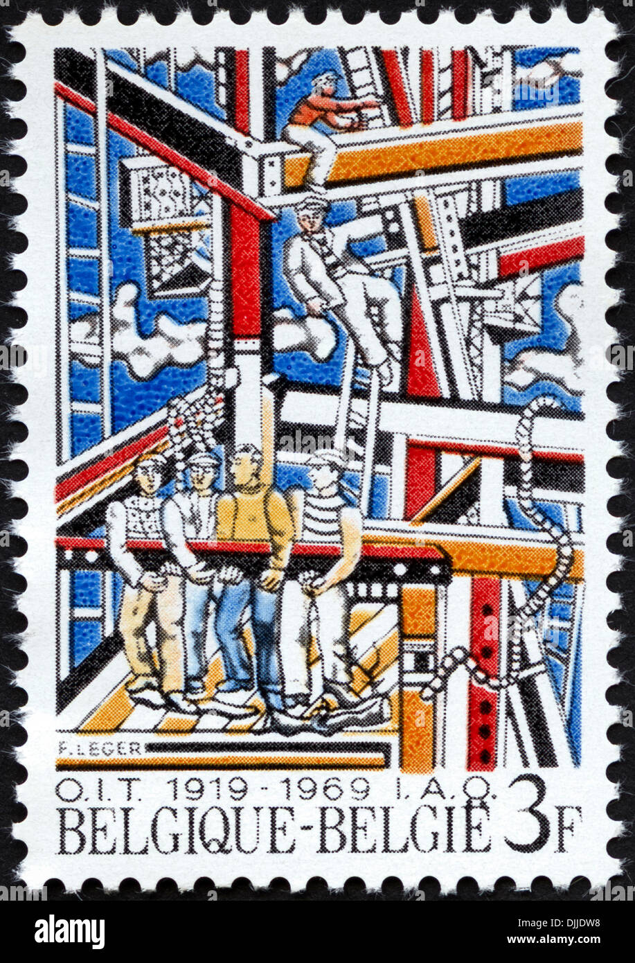 Briefmarke Belgien 3F mit 50. Jahrestag der International Labour Organisation 1919 - 1969 ausgestellt 1969 Stockfoto