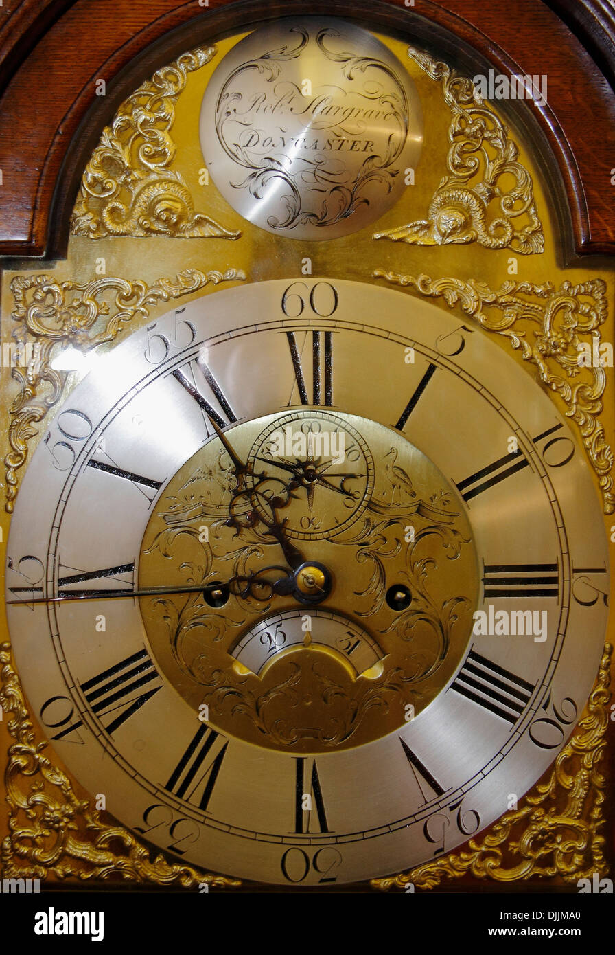 Detail der Huntsman Uhr in Doncaster Mansion House, Doncaster, South Yorkshire, England. Stockfoto