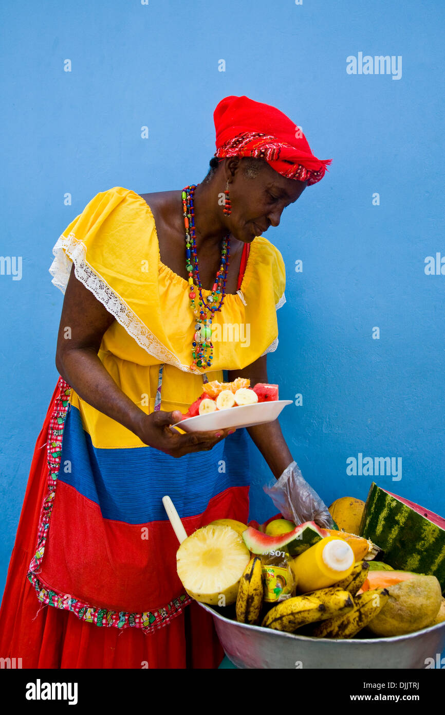 Obst-Verkäufer, Cartagena, Kolumbien Stockfoto