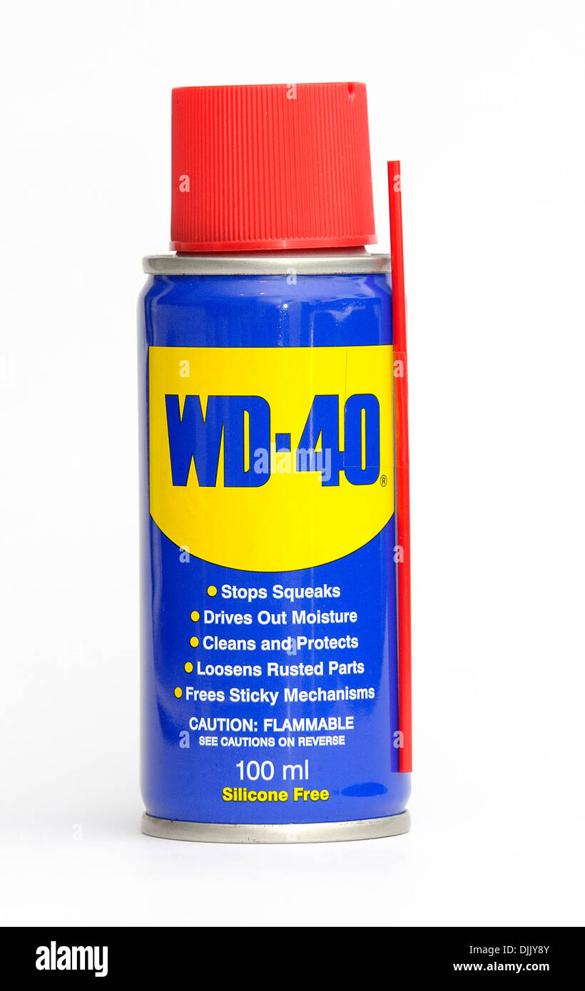 WD-40 Schmiermittel eindringende Wasser verdrängen Ölspray Stockfoto