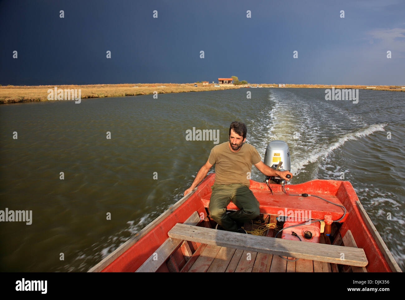 Bootsfahrt am Delta des Evros-Fluss, Thrakien (Thrakien), Griechenland. Stockfoto