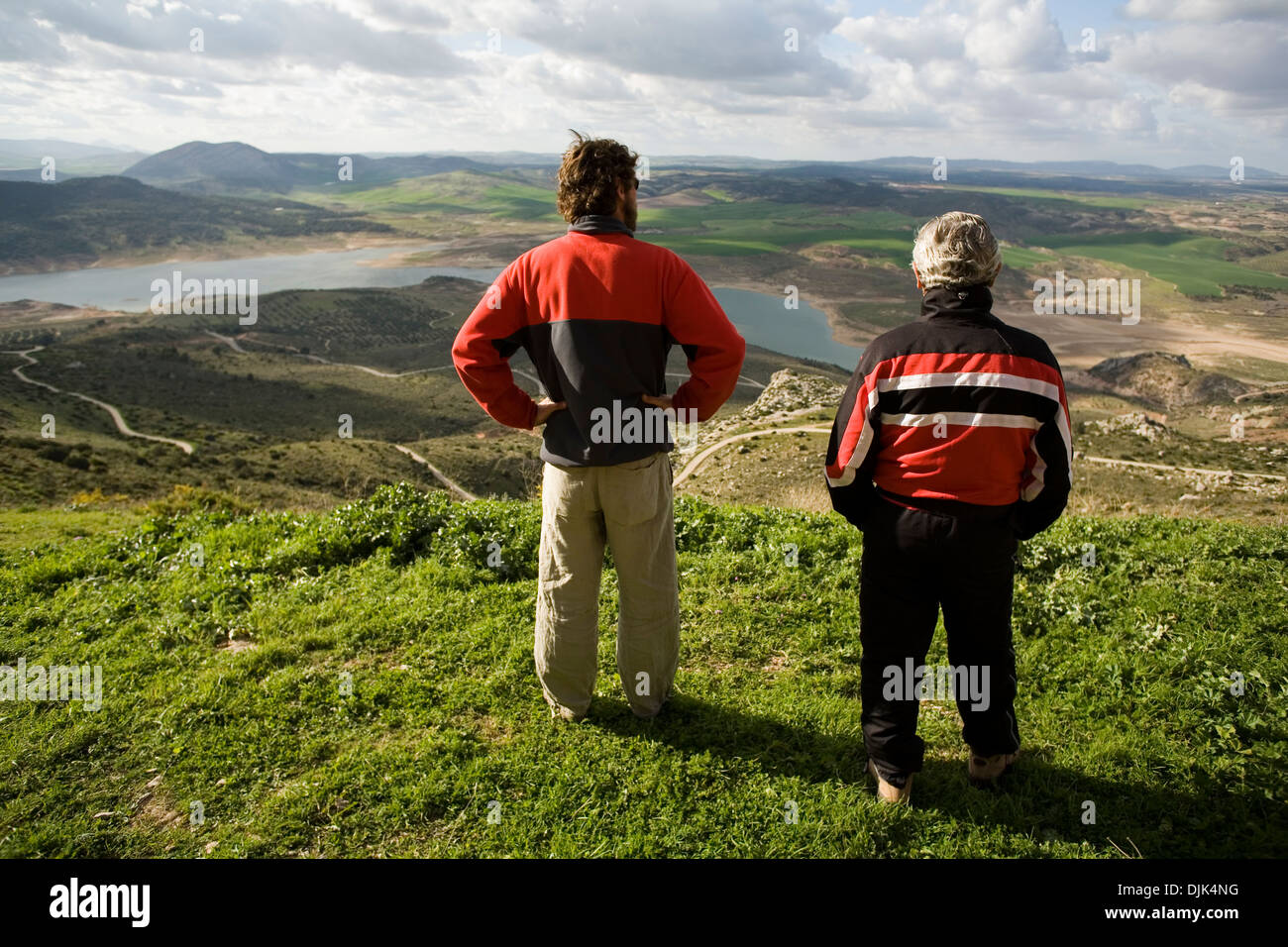 Aussicht von der Take off der Segelflugzeuge in das Tal Abdalajis. Malaga, Andalusien, Spanien Stockfoto