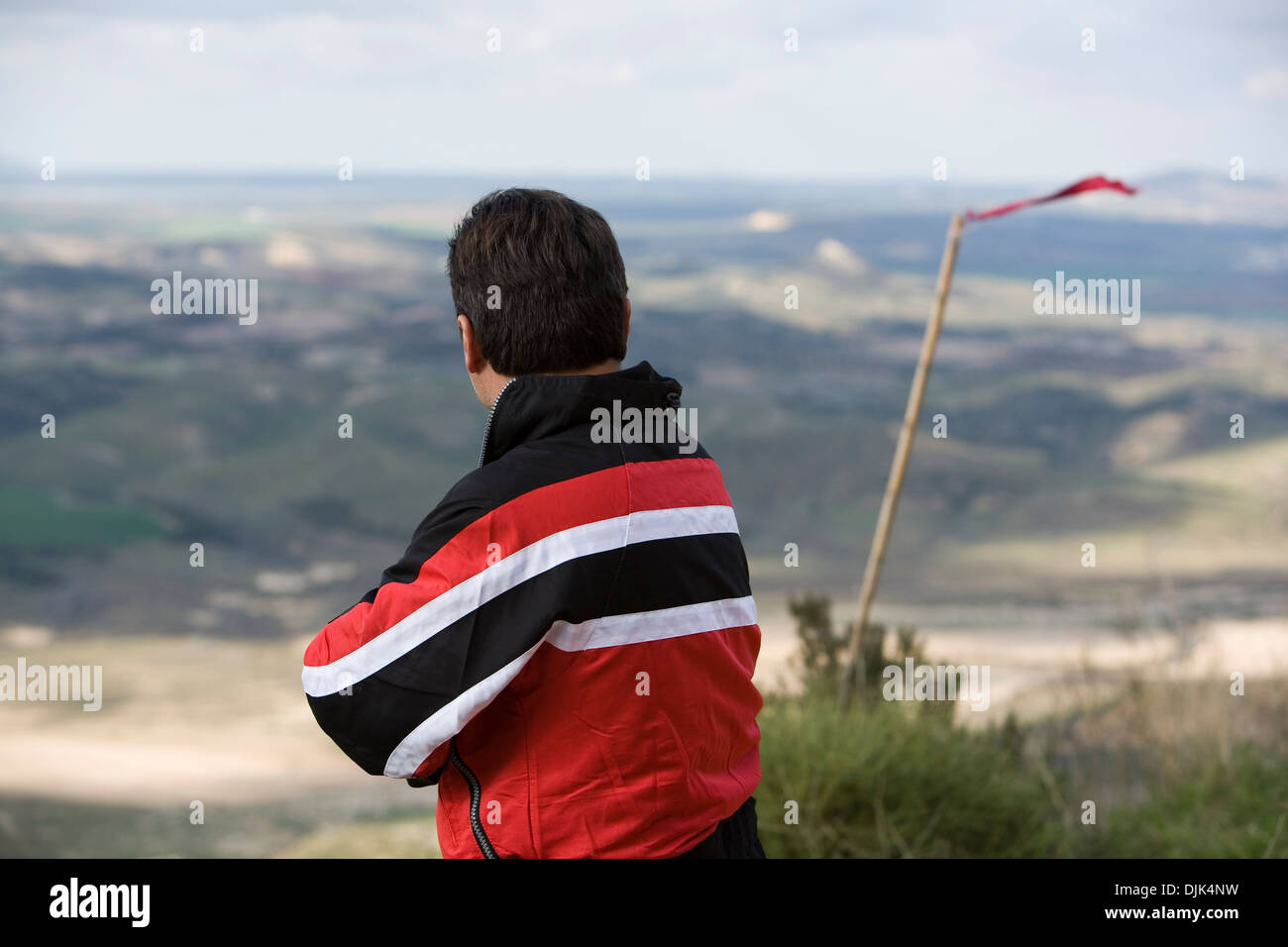 Paragliding im Tal Abdalajis. Malaga, Andalusien, Spanien Stockfoto