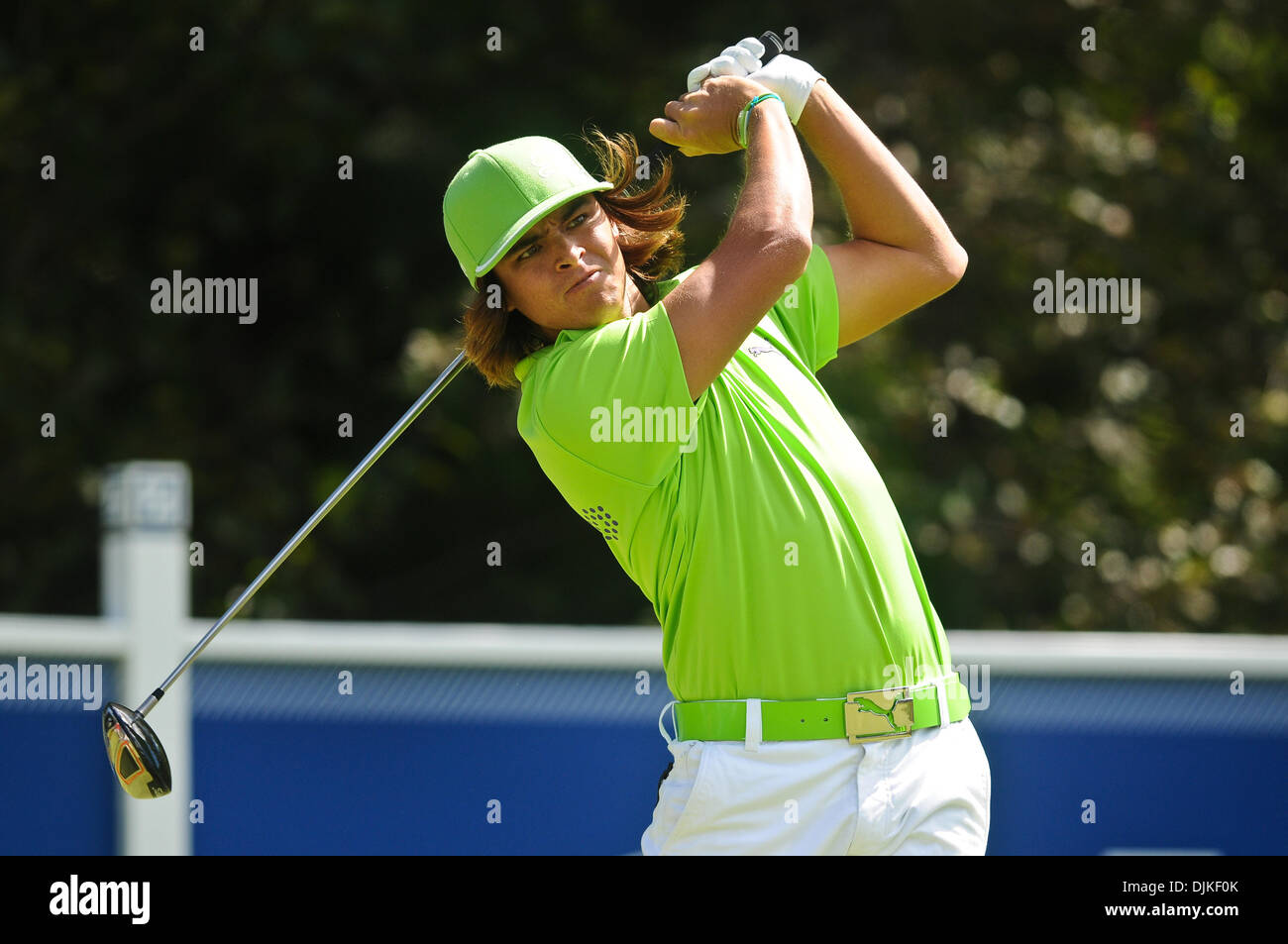 Sep 05, 2010 - Norton, Massachusetts, Vereinigte Staaten von Amerika - RICKIE FOWLER Abschlag auf das 4. Loch während der dritten Runde der Deutsche Bank Championship bei TPC Boston. (Kredit-Bild: © Geoff Bolte/Southcreek Global/ZUMApress.com) Stockfoto