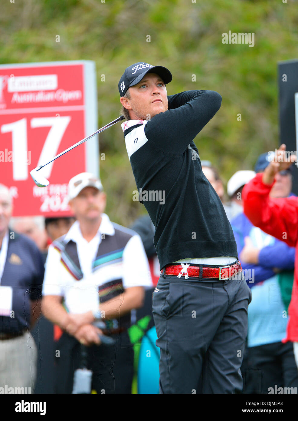 Sydney, Australien. Freitag, 29. November 2013. Mathew Jones spielt das 17. Loch in der zweiten Runde bei den Australian Open der Emirate. Sydney Australien Credit: Tony Bowler/Alamy Live-Nachrichten Stockfoto