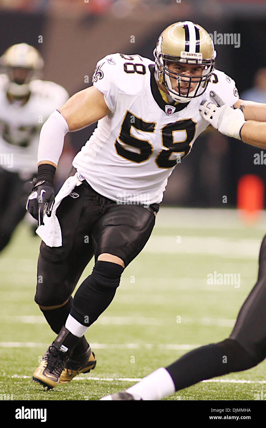 26. September 2010: New Orleans Saints Linebacker Scott Shanle (58) während der Spielaktion zwischen den New Orleans Saints und die Atlanta Falcons an der Louisiana Superdome in New Orleans, Louisiana. Falken in der Overtime 27-24 gewinnen. (Kredit-Bild: © Donald Seite/Southcreek Global/ZUMApress.com) Stockfoto