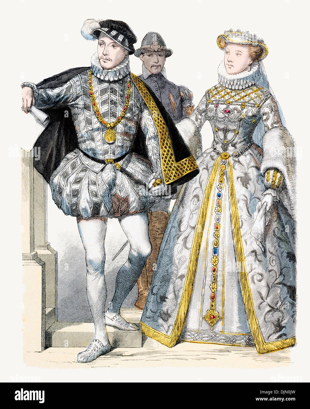 16. Jahrhundert XVI 1500er Jahren verließ Frankreich nach rechts Charles IX, Gemahlin Elisabeth von Österreich Stockfoto