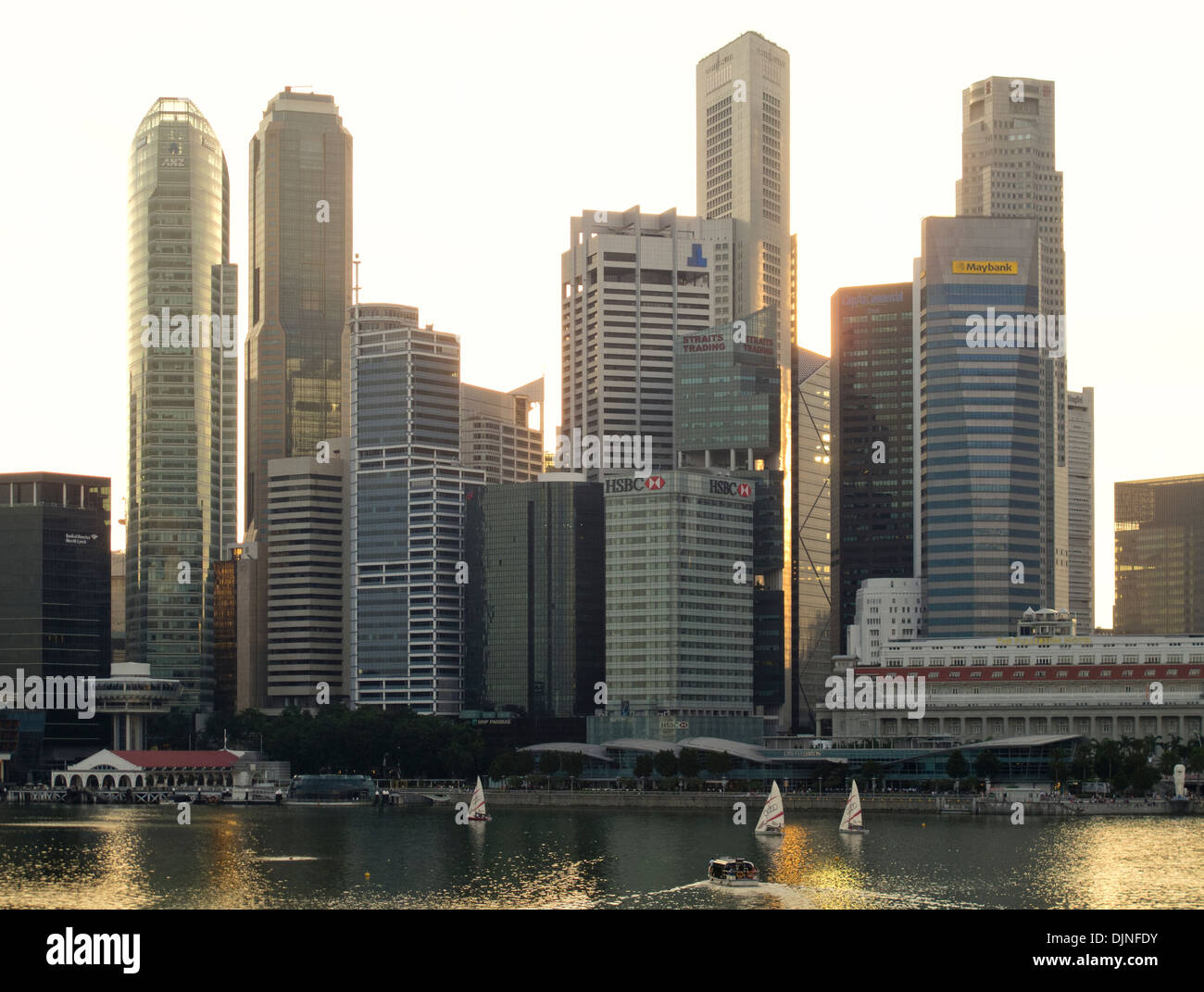 Central Business District und das Fullerton Hotel, Singapore, Süd-Ost-Asien, Asien Stockfoto
