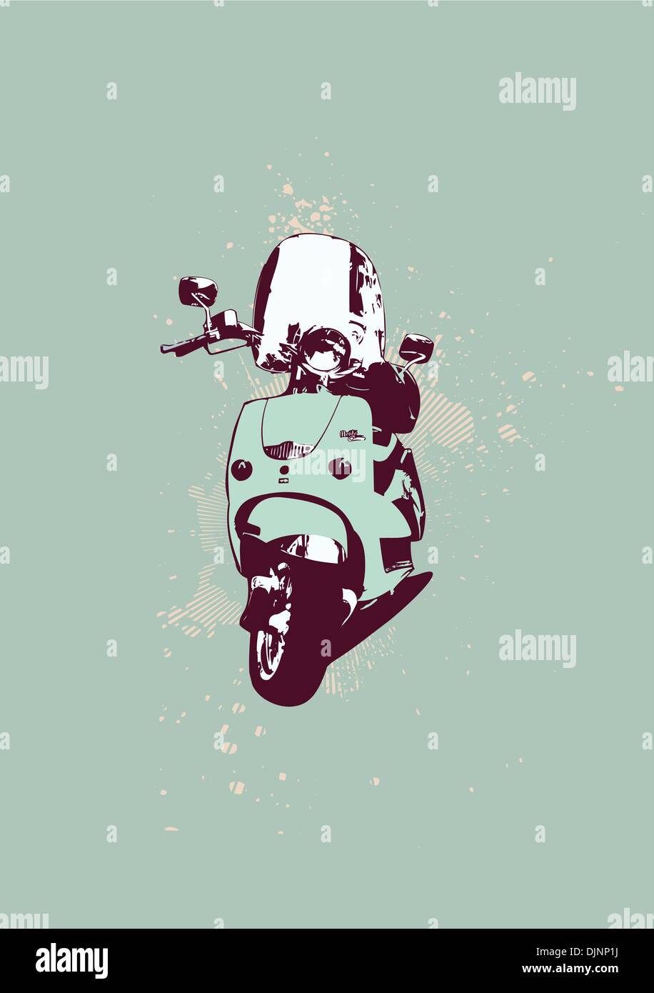 Retro-Stil von Scooter Bike. Grunge-Stil. Vektor-Illustration. Stock Vektor