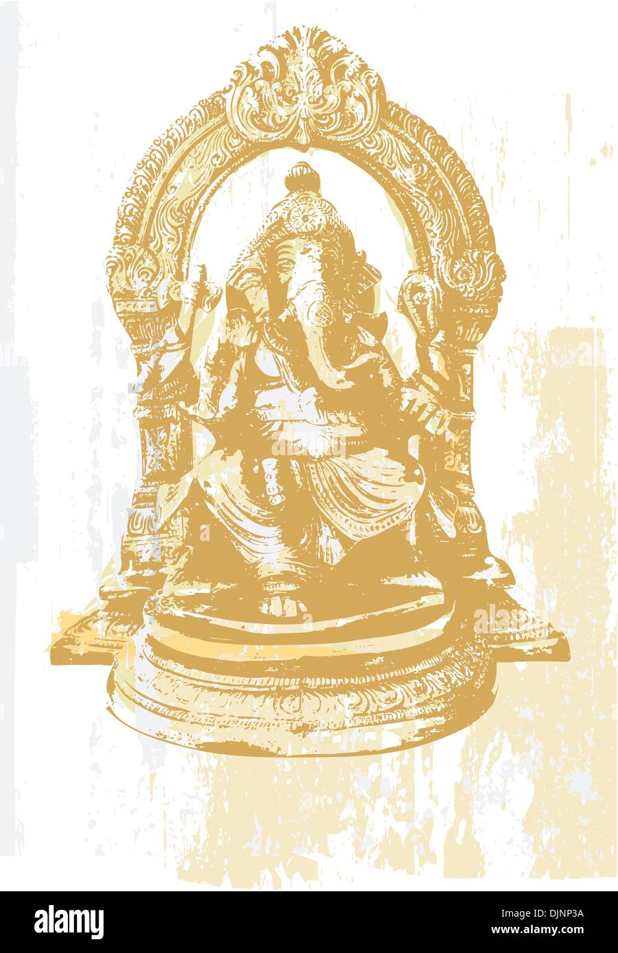 Indische Symbole - Statue Ganesha, der Gott der Bildung, wissen und Weisheit in der hinduistischen Mythologie. Vektor-Illustration. Stock Vektor