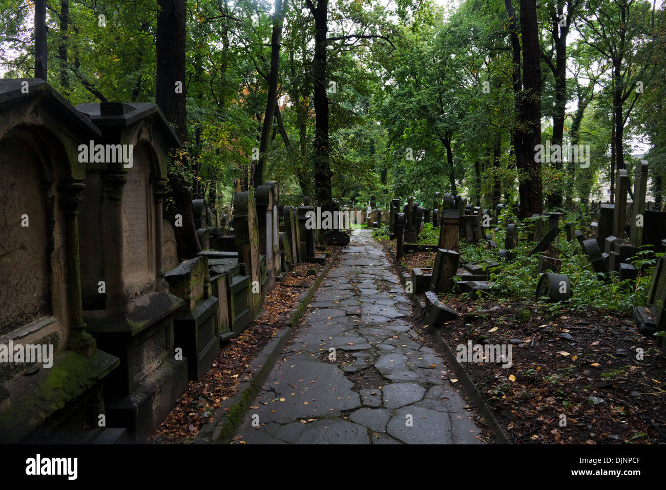 Der neue jüdische Friedhof, das alte jüdische Viertel in Kazimierz, Krakau, Polen Stockfoto