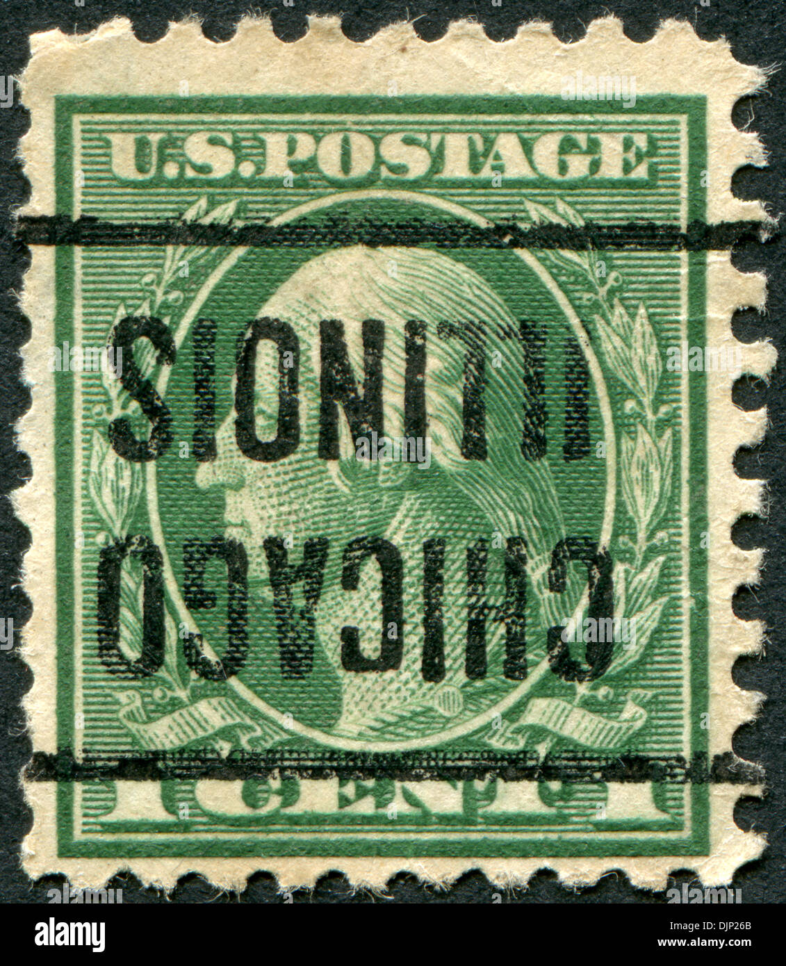 Briefmarke gedruckt in den USA, ein Porträt der 1. Präsident der Vereinigten Staaten, George Washington Stockfoto
