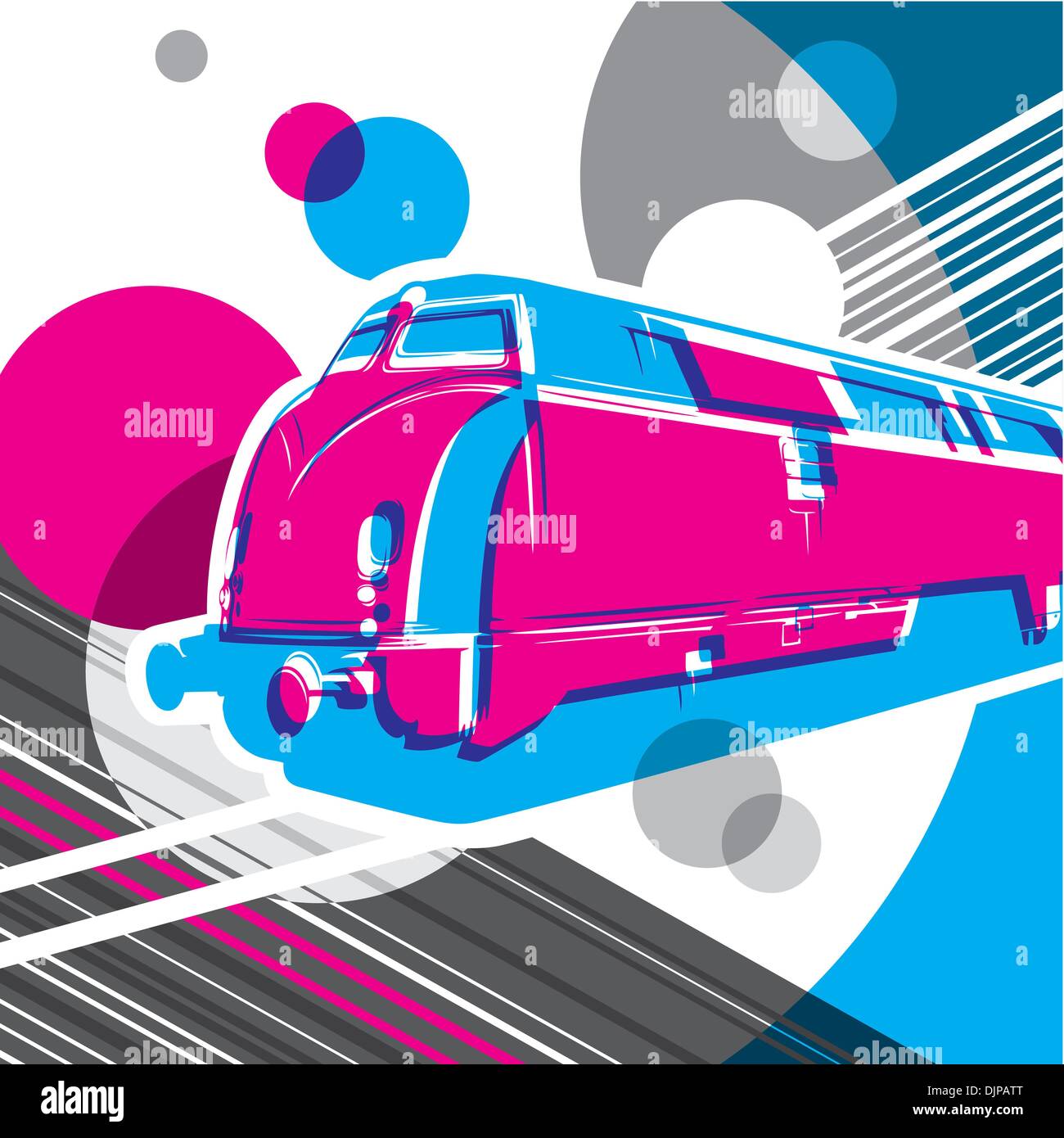 Konzeptuelle künstlerische Grafik mit Lokomotive Stock Vektor