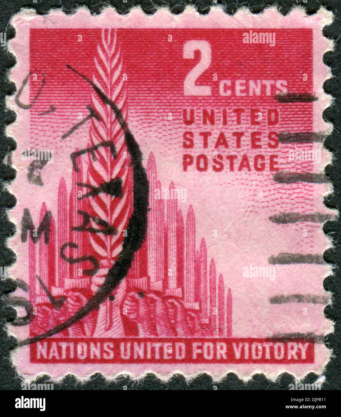 USA - ca. 1943: Porto Briefmarken gedruckt in USA, Verbündete Nationen Problem, zeigt die Allegorie des Sieges, ca. 1943 Stockfoto
