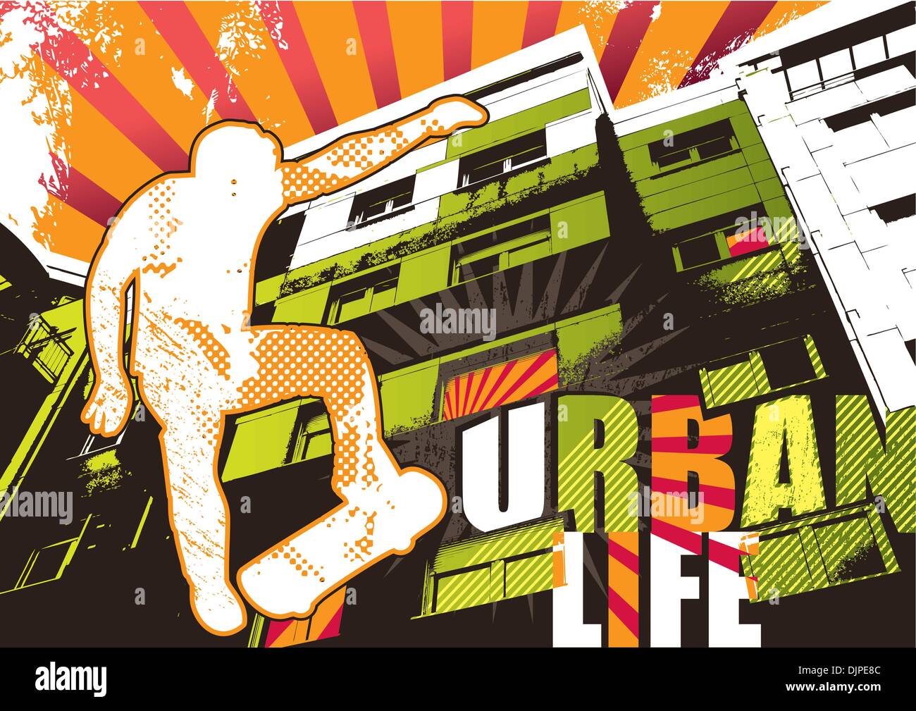 Urbanes Leben Poster mit skateboarder Stock Vektor