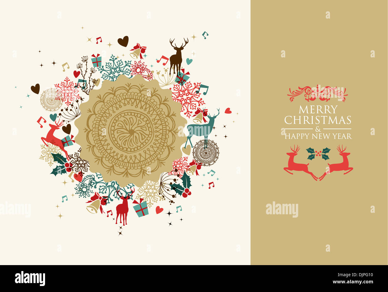 Retro-Farben Weihnachten Postkarte Rahmen. EPS10 Vektor-Datei organisiert in Schichten für die einfache Bearbeitung. Stockfoto
