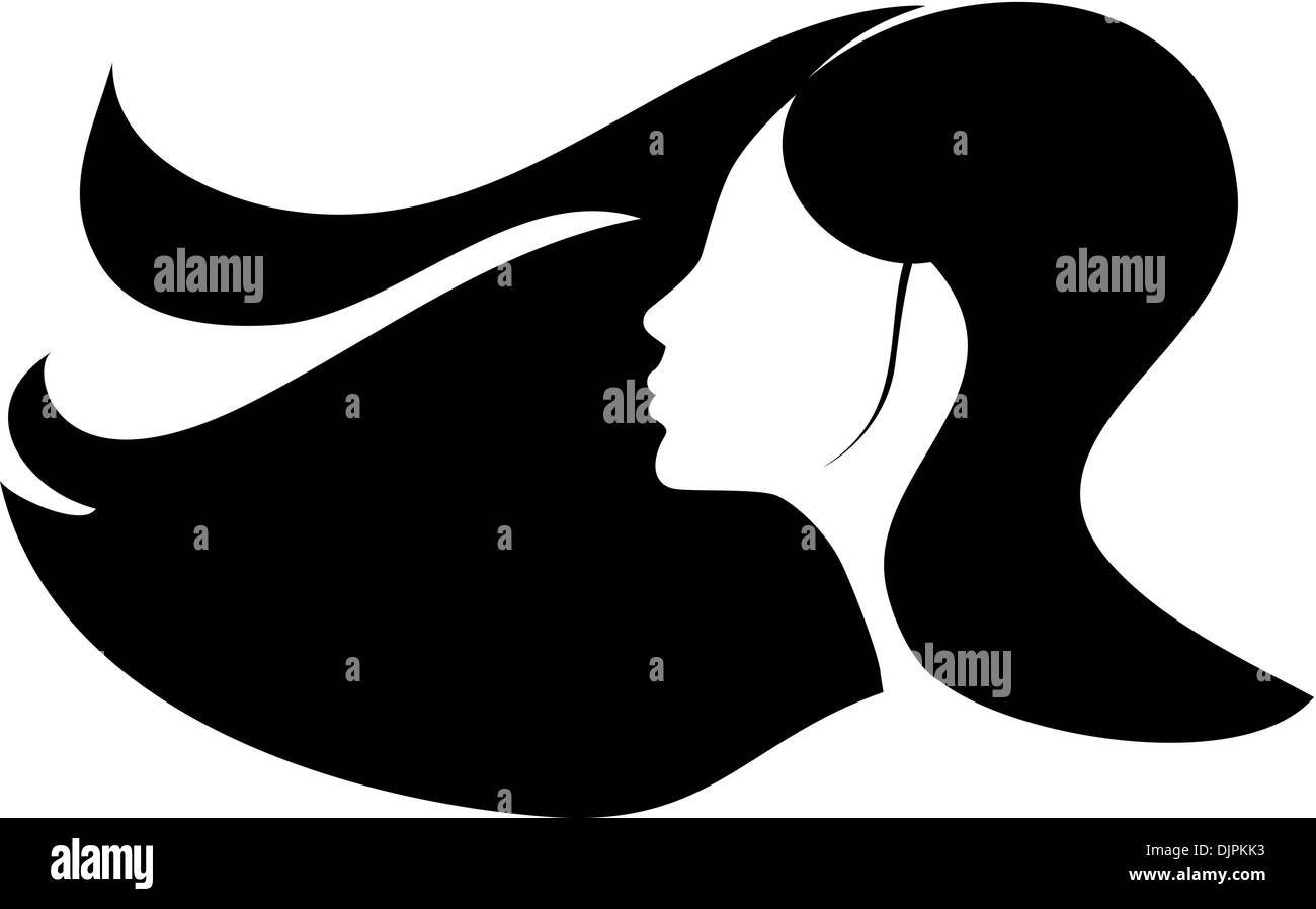 Frau mit langen schwarzen Haaren Stock Vektor
