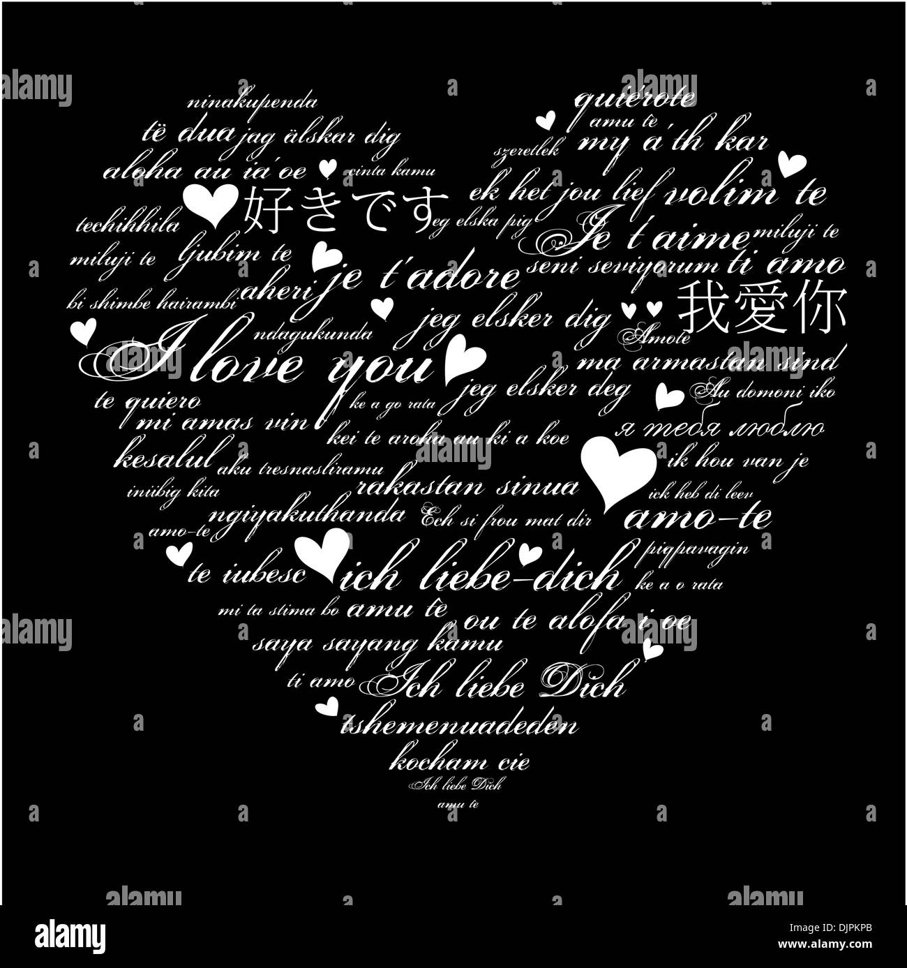Ein Herz gemacht der Worte "Ich liebe dich" in vielen Sprachen Stock Vektor