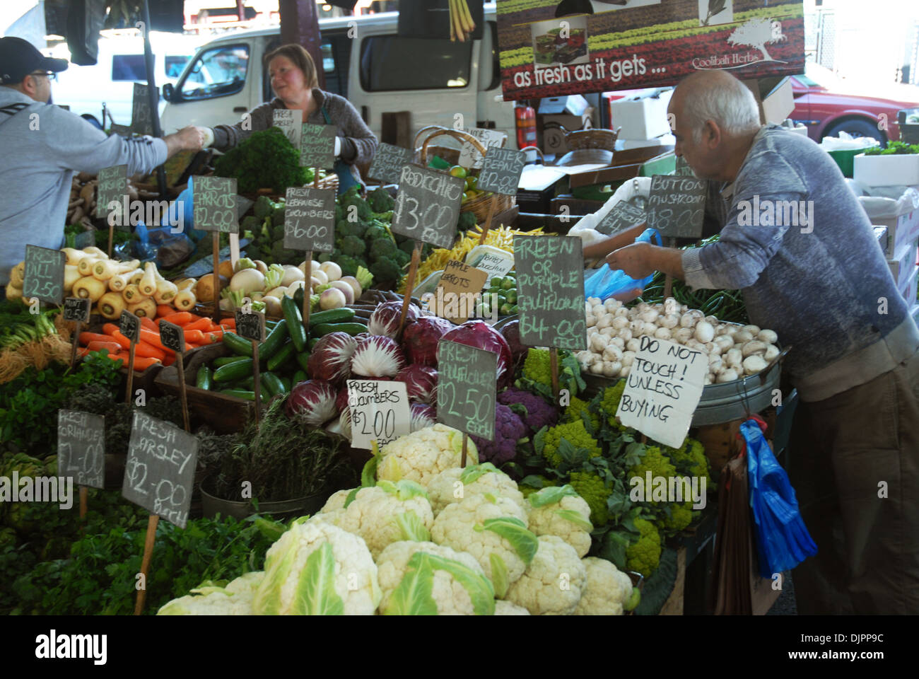 Die größte öffnen Luftverkehrsmarkt in der südlichen Hemisphäre, Queen Victoria Markets Melbourne, Victoria, Australien. Stockfoto