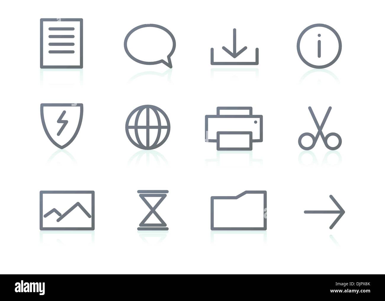 Vektor-set elegant einfache Symbole für allgemeine Computerfunktionen Stock Vektor