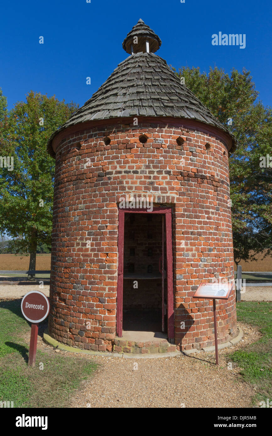 Taubenschlag am Shirley Plantation wo Tauben oder Tauben für Lebensmittel erhoben wurden Stockfoto