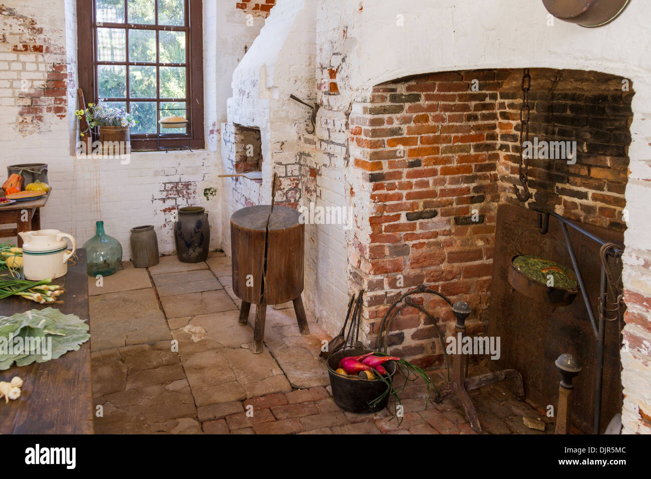 Küche in Shirley Plantation in Virginia. Stockfoto