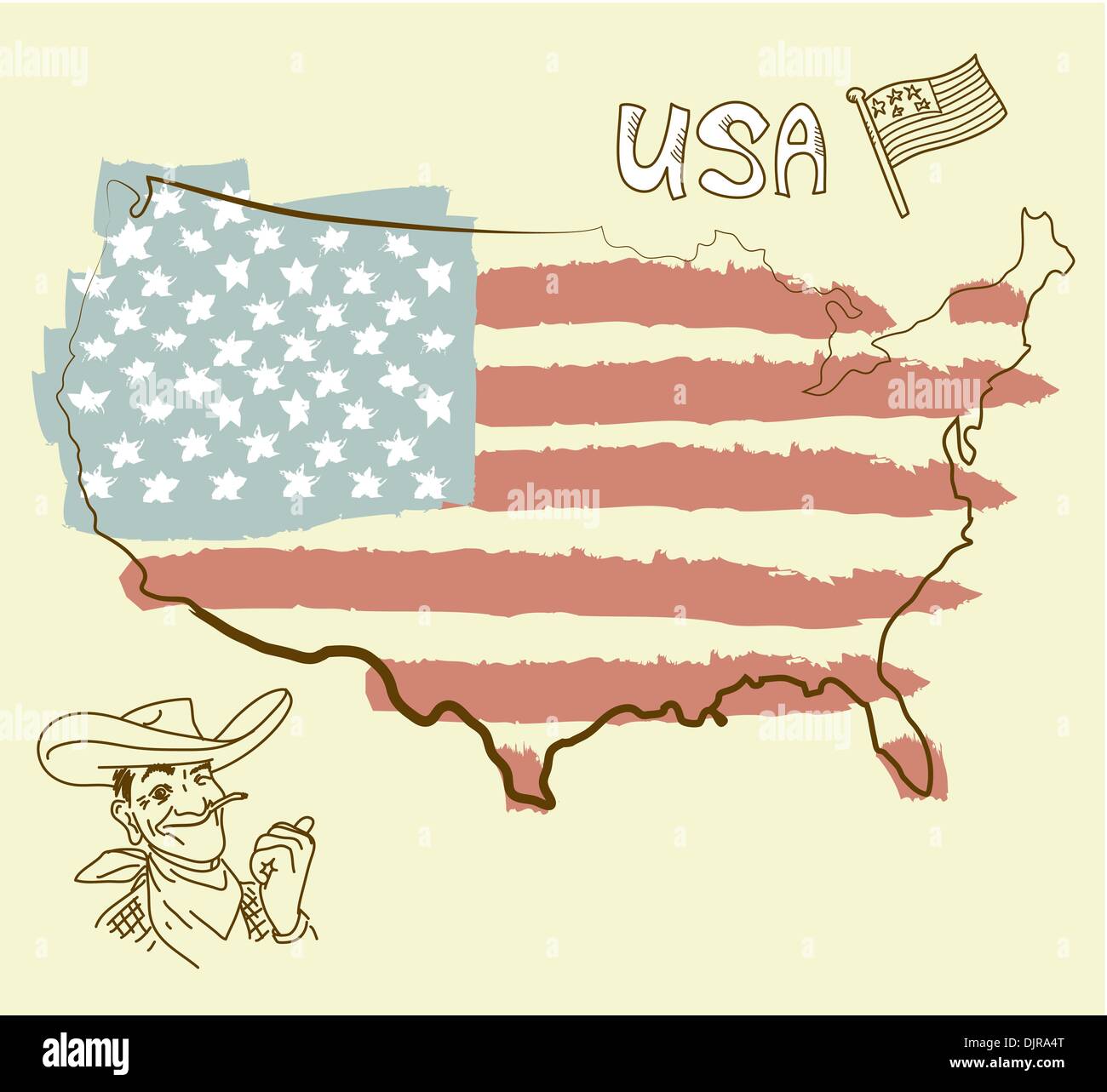 Karte der USA mit US-Flagge Stock Vektor