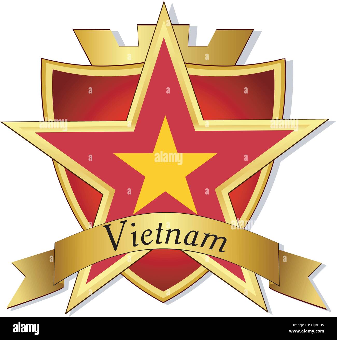 Vektor gold Sterne auf der Flagge von Vietnam auf dem Hintergrund des Schildes Stock Vektor