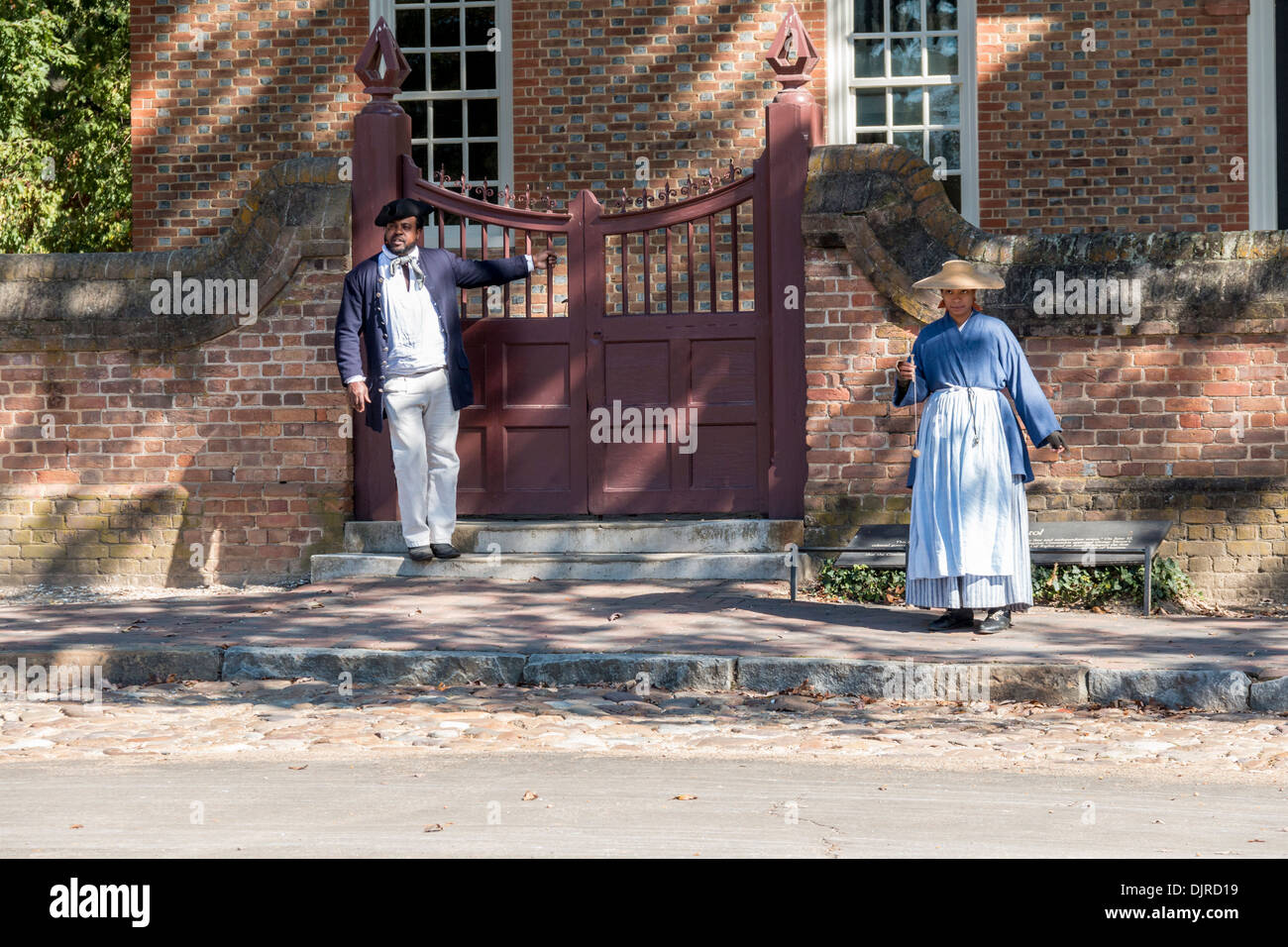 Re-Enactment-Drama der Unabhängigkeitskrieg Debatte in Colonial Williamsburg Stockfoto