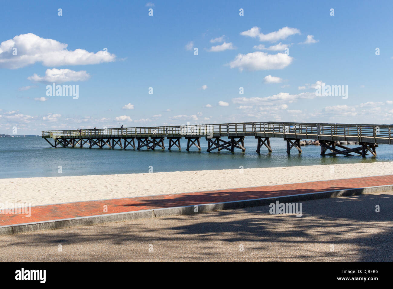 Angelpier im historischen Yorktown, Virginia. Stockfoto