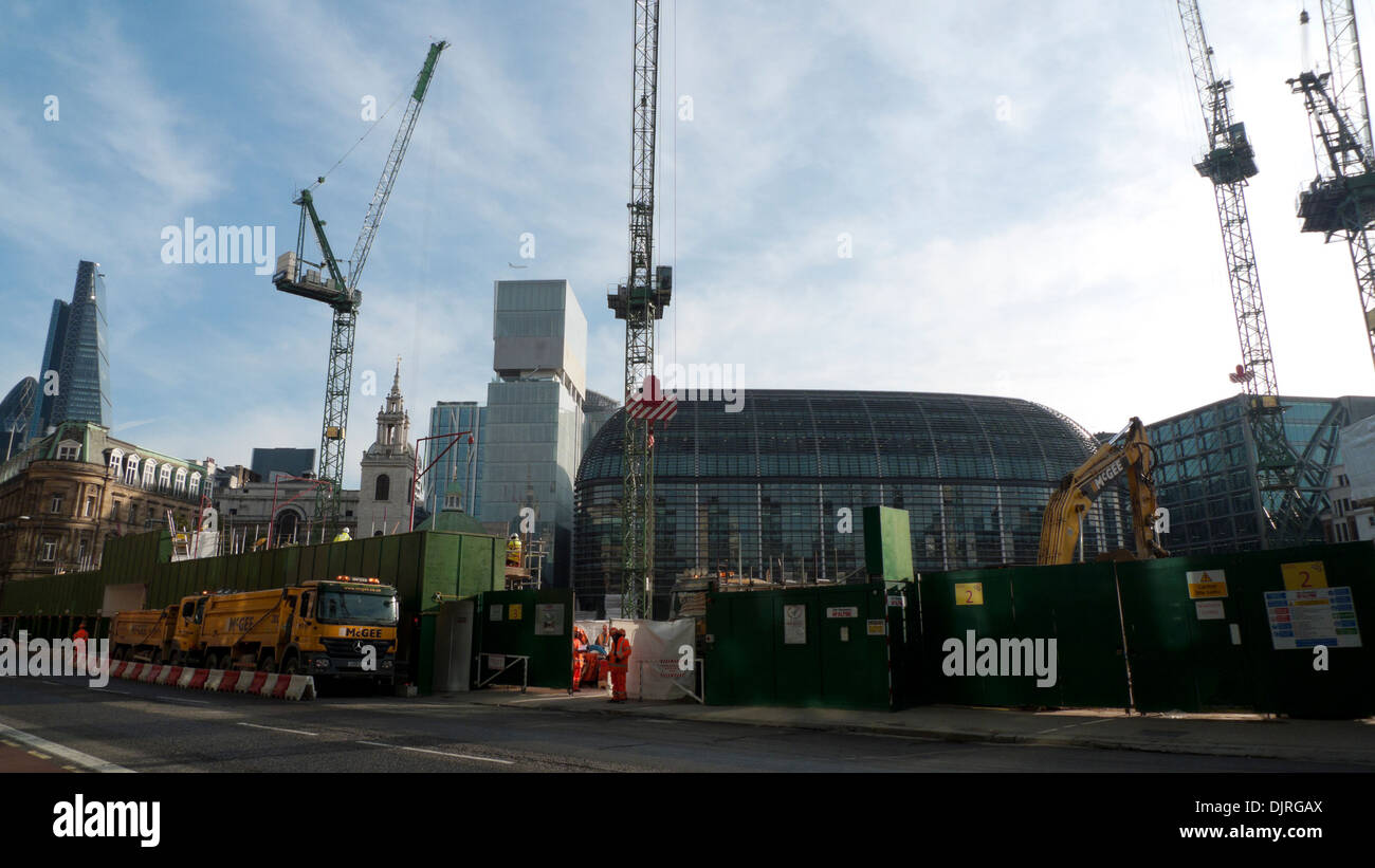 Bloomberg Platz Baustelle an der Queen Victoria Street in der City von London England UK KATHY DEWITT Stockfoto