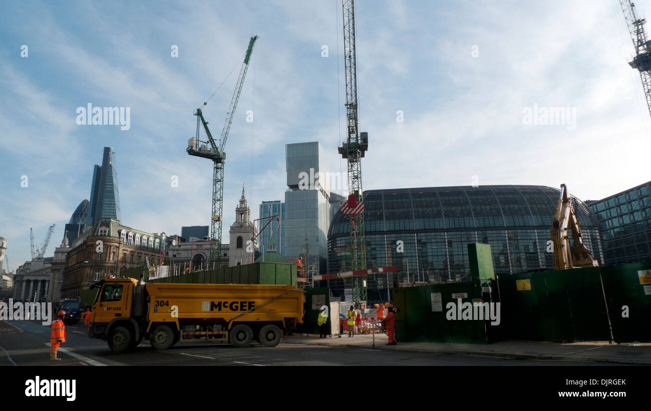 Bloomberg Platz Baustelle an der Queen Victoria Street in der City von London England UK KATHY DEWITT Stockfoto