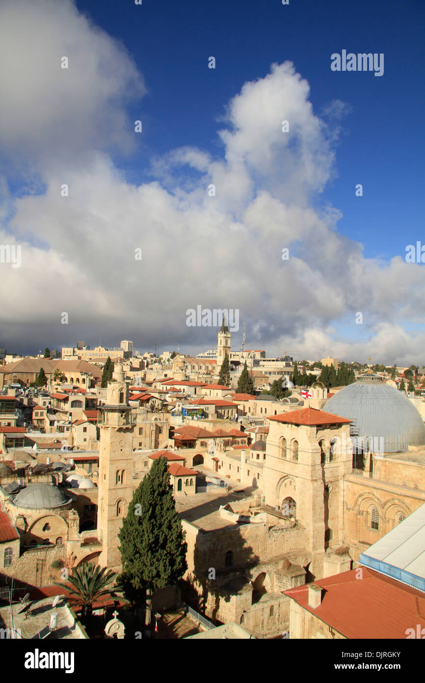 Ein Blick auf die Kirche des heiligen Sepulchre und Christian Quarter Stockfoto