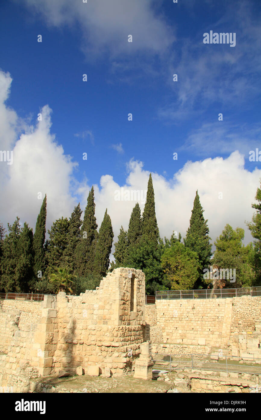 Israel, Jerusalem, Pools von Bethesda durch die Kirche St. Anne, Ruinen der Kapelle Crusader Stockfoto