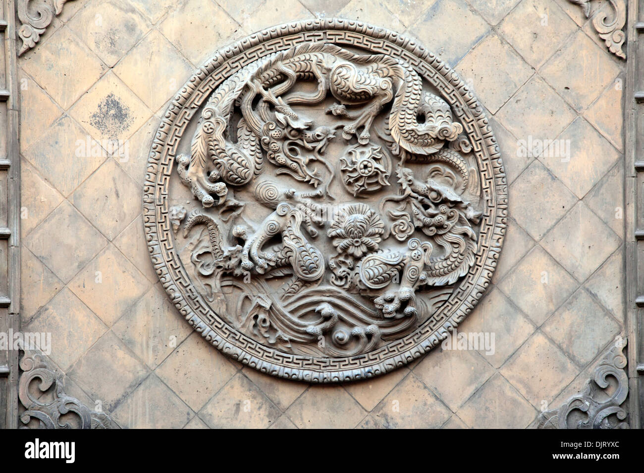 Rondell mit Drachen, Pingyao, Shanxi, China Stockfoto