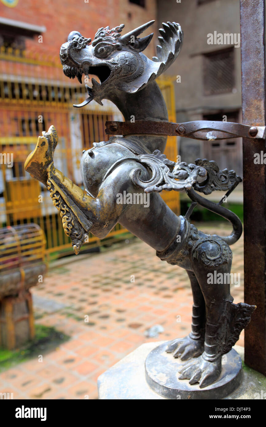 Skulptur in Hindu-Tempel, Patan, Lalitpur, Nepal Stockfoto