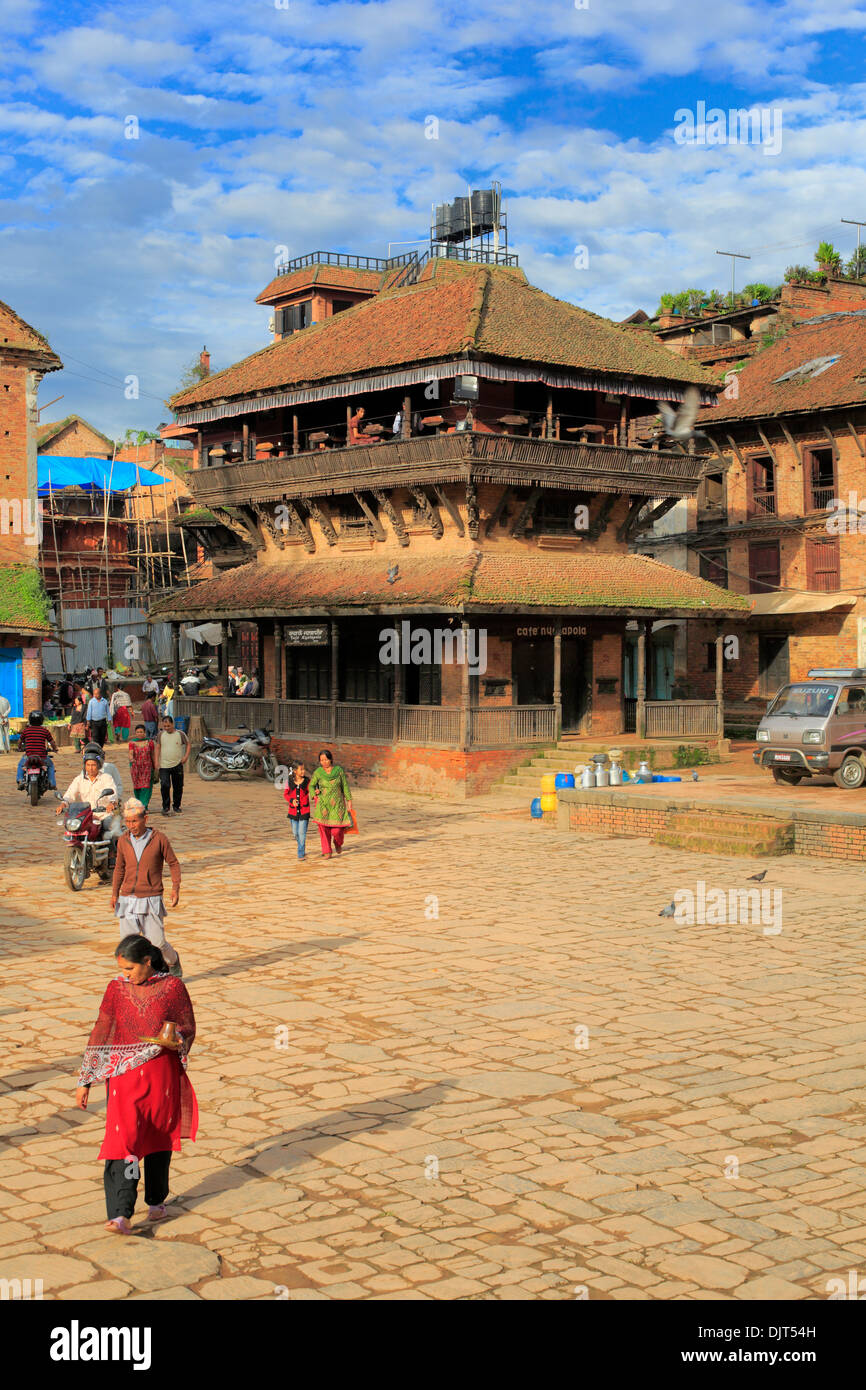 Nyatapola Restaurant, Taumadhi Square, Bhaktapur, Nepal Stockfoto