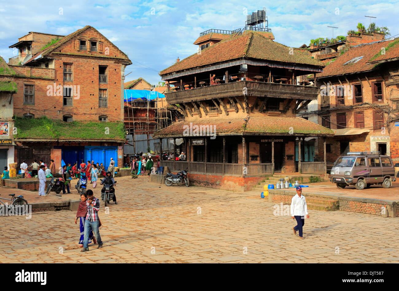 Nyatapola Restaurant, Taumadhi Square, Bhaktapur, Nepal Stockfoto