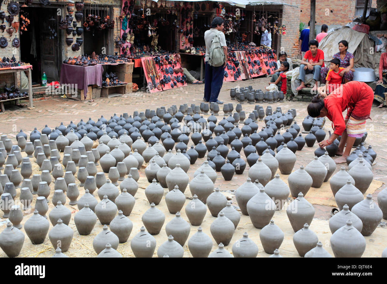 Töpferei, Keramik quadratisch, Bhaktapur, Nepal Stockfoto