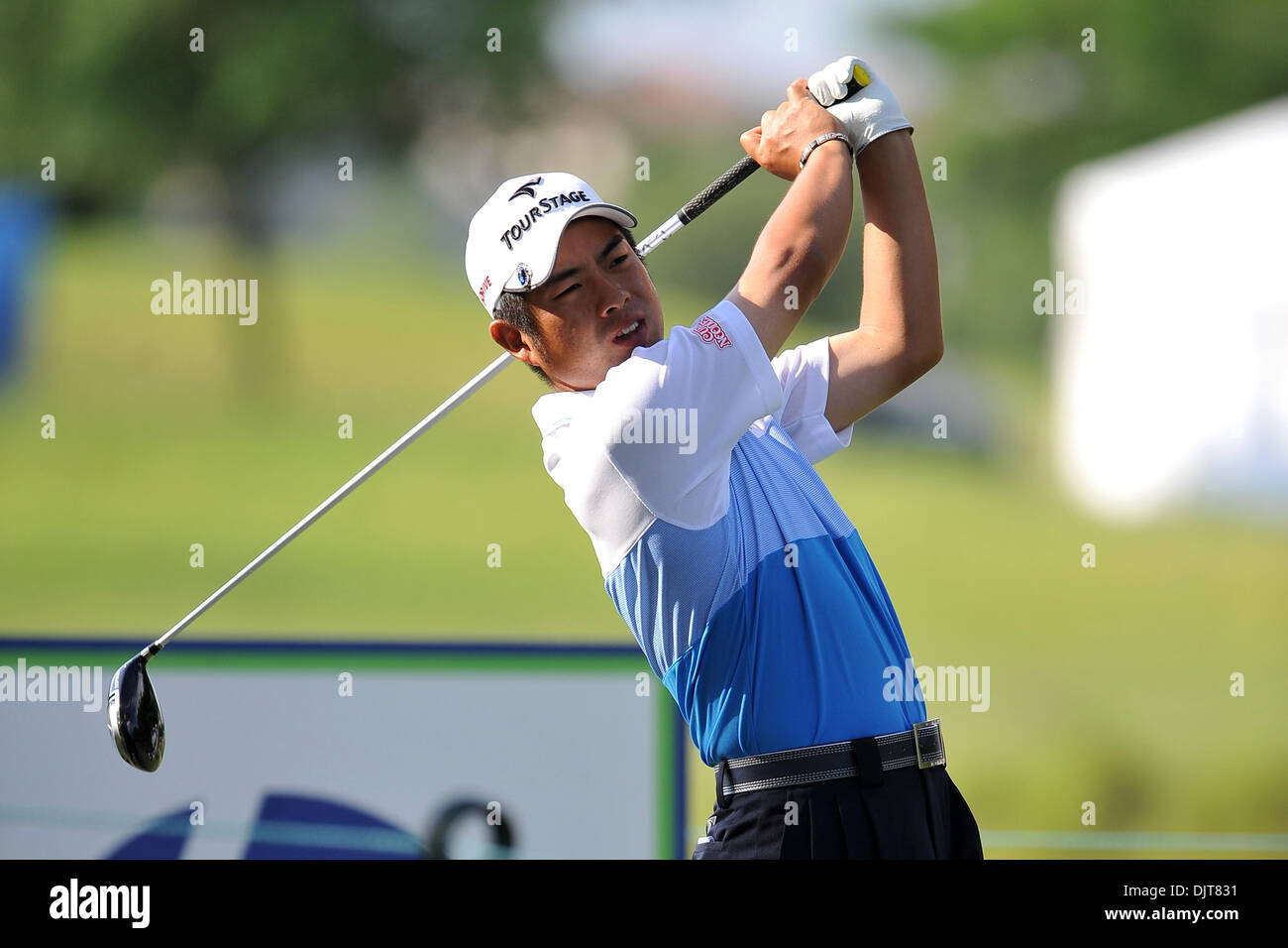 Yuta Ikeda abschlägt am 7. Loch während der HP Byron Nelson Championship bei TPC vier Jahreszeiten Resort Las Colinas in Irving, Texas (Credit-Bild: © Patrick Grün/Southcreek Global/ZUMApress.com) Stockfoto