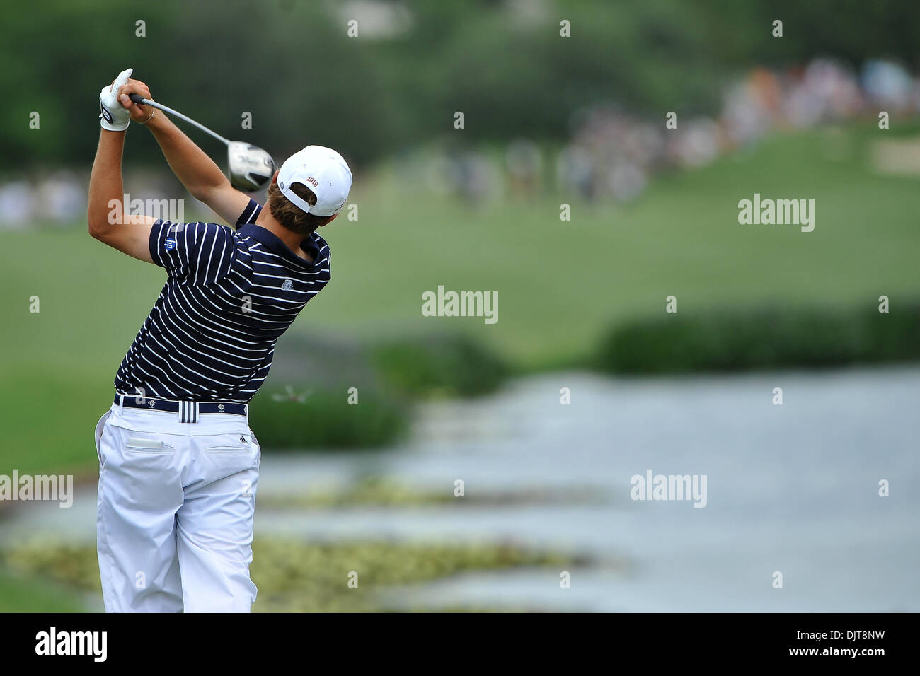 Jordan Spieth Abschläge aus am 3. Loch während der HP Byron Nelson Championship bei TPC vier Jahreszeiten Resort Las Colinas in Irving, Texas (Credit-Bild: © Patrick Grün/Southcreek Global/ZUMApress.com) Stockfoto