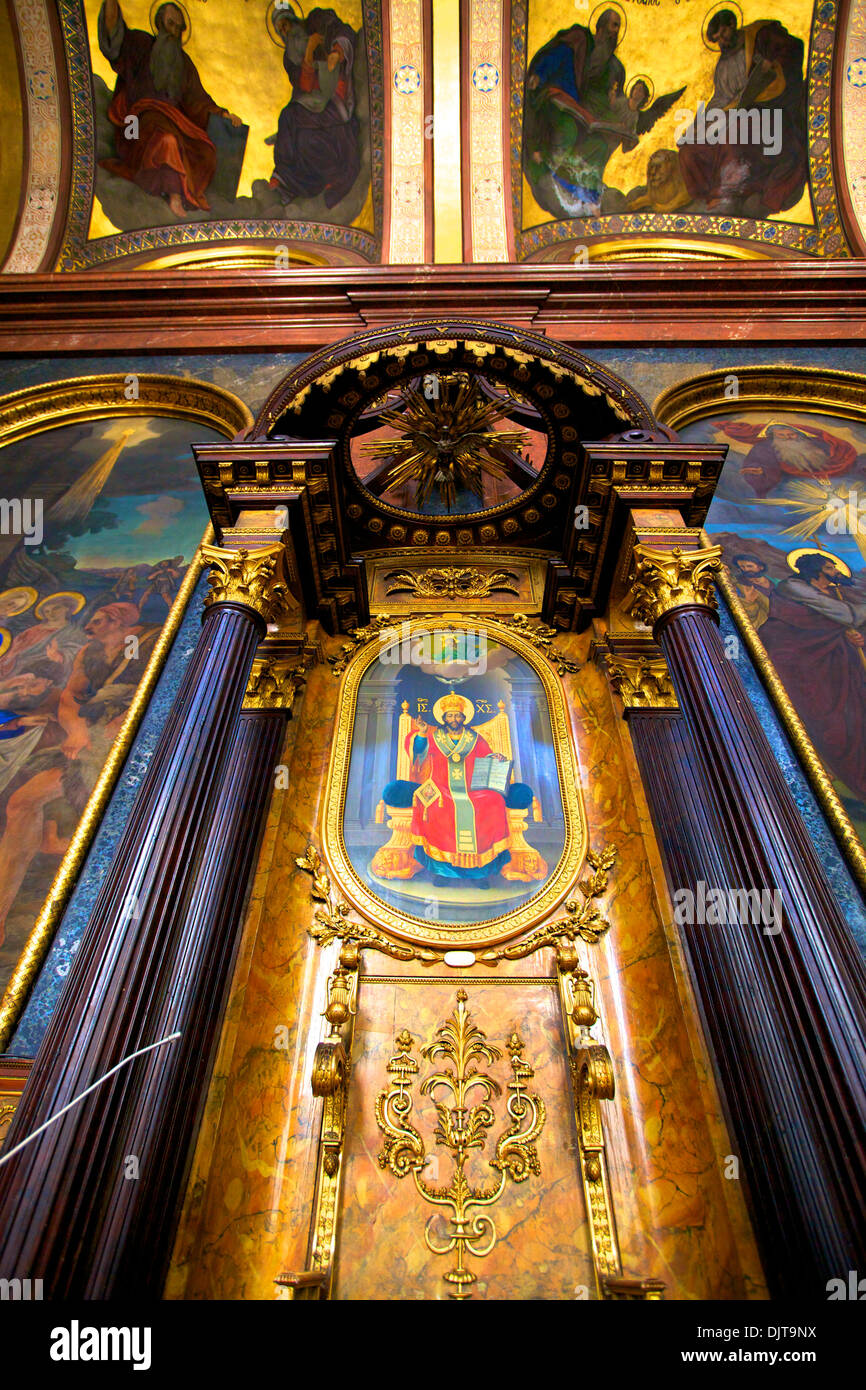 Innenraum der Heiligen Dreifaltigkeit griechisch-orthodoxe Kirche, Wien, Österreich, Mitteleuropa Stockfoto Innenraum der Heiligen Dreifaltigkeit griechisch-orthodoxe Kirche, Wien, Österreich, Mitteleuropa Stockfoto