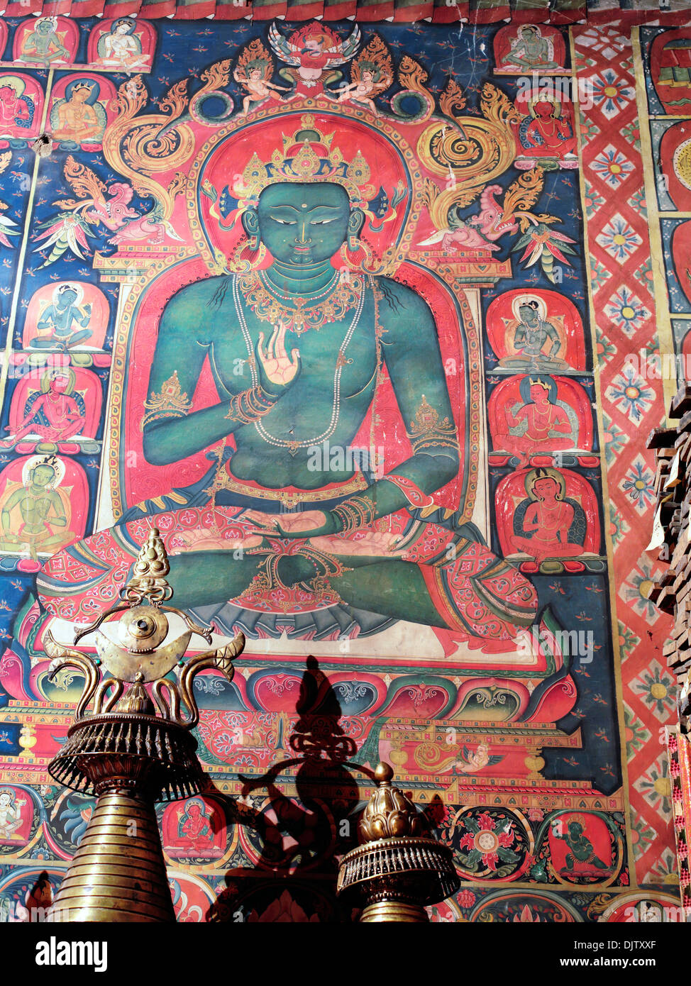 Wandmalerei, Shalu Kloster, Shigatse, Tibet, China Stockfoto